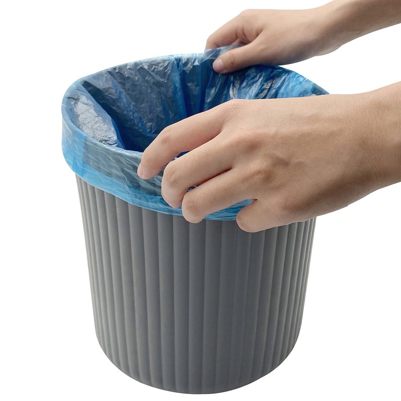 Ribbed Plastic Trash Can - 1.64 Gallon Grey Wastebasket