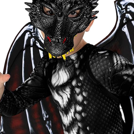 Boy Dragon Jumpsuit Halloween Costume - Black Red, Size S Variation of THIS listing