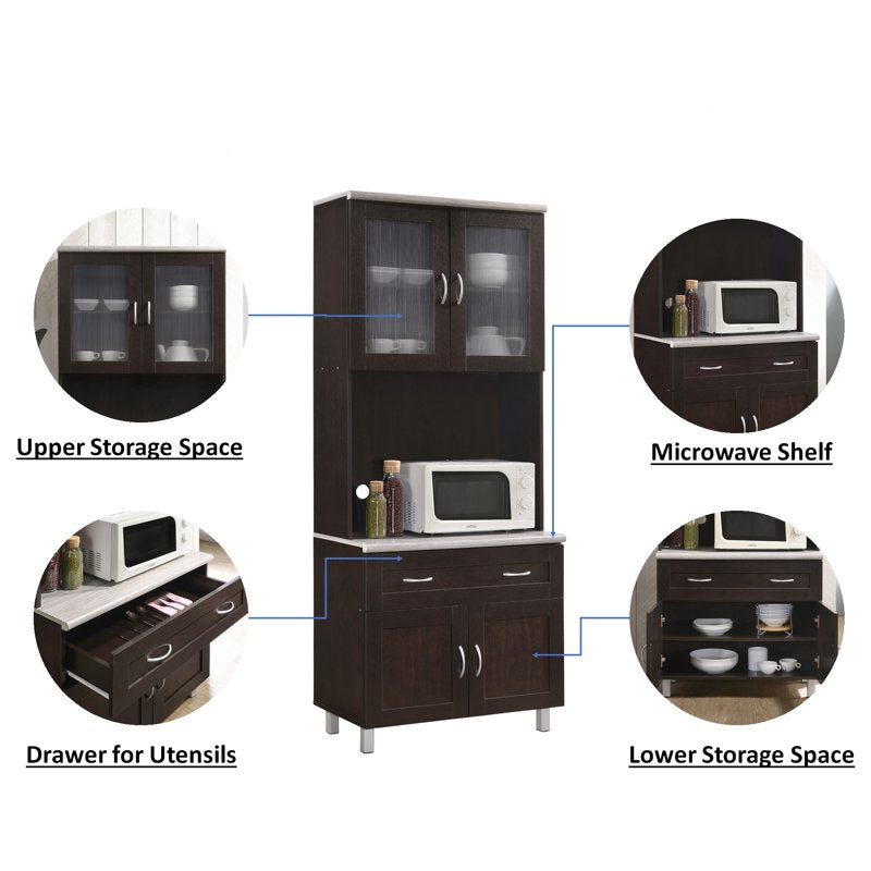 Tall Kitchen Cabinet - Chocolate-Grey Storage Solution