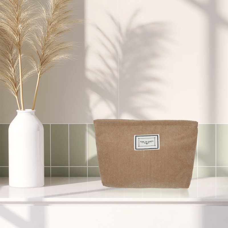 Corduroy Makeup Bag - Mini Zipper Cosmetic Pouch