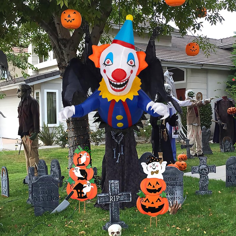 Inflatable Halloween Yard Decoration with Built-in LED Lights - 3.3FT Clown