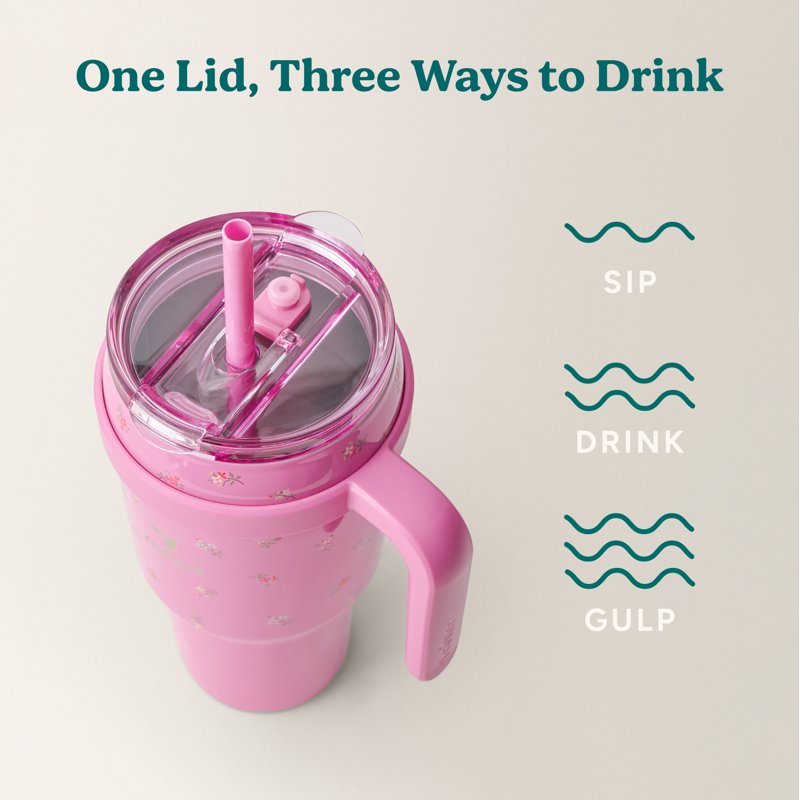 40oz Cold1 Travel Mug with Straw & Lid - Rosy Blooms