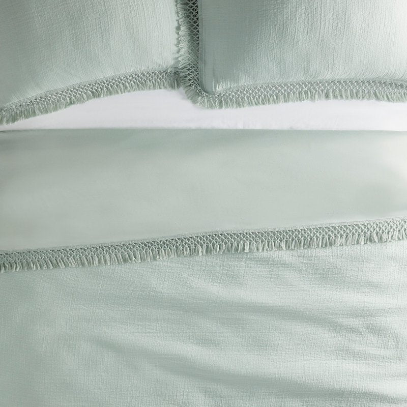 Full/Queen Matelassé Duvet Cover Set with Shams - Soft Sea, 3-Piece