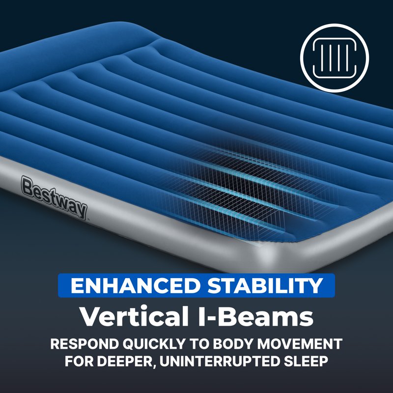 Queen Air Mattress with Built-In AC Pump - SleepSupport 12''