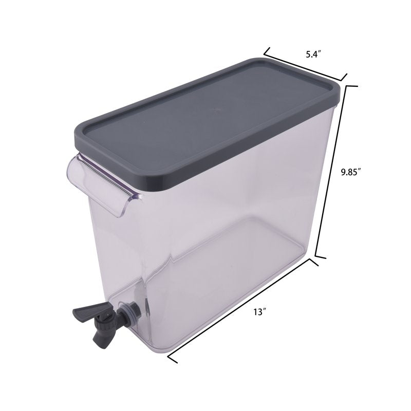 2-Gallon Acrylic Slim Fridge Dispenser - Gray - Single