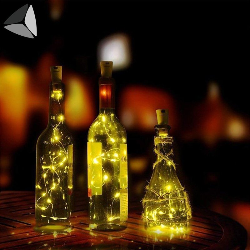 Wine Bottle Cork Lights with 15 LEDs - Warm White, 2.46ft String, Battery Operated