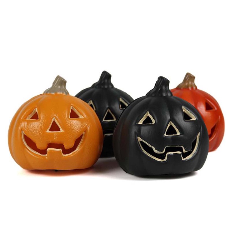 Halloween Jack O Lantern Pumpkin Light - Black Jack O Lantern Variation #37 - Warm Glow Tabletop Decor