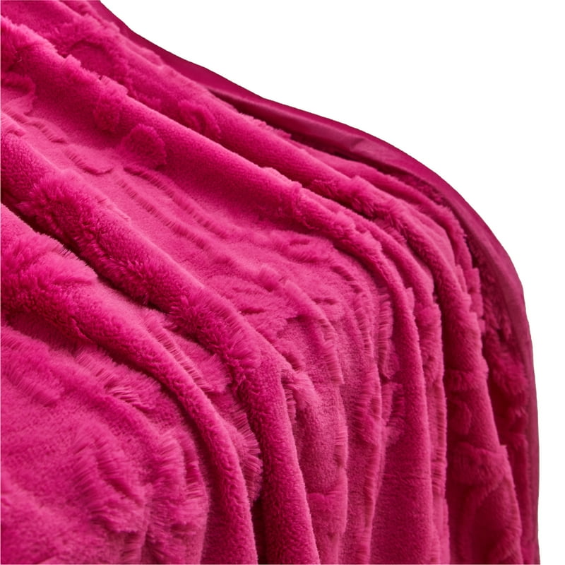 Faux Fur Throw Blanket with Carved Bow Texture - 50x60 Inches