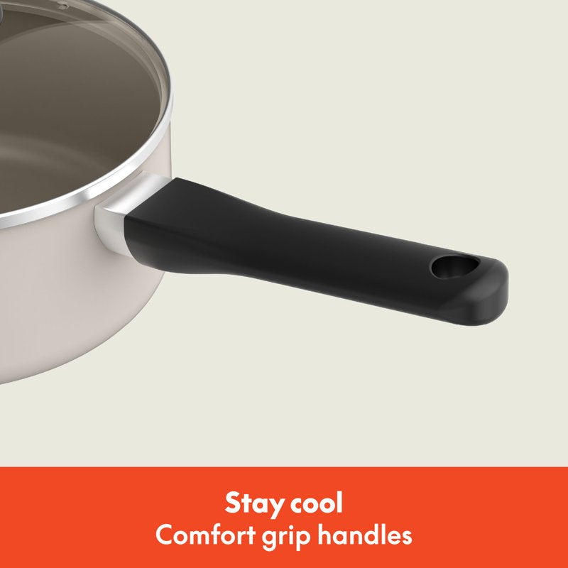 12-Piece Ceramic Nonstick Cookware Set - Oatmilk