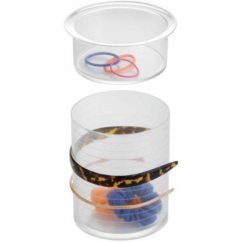 Clear Hair Accessory Organizer Canister for Headbands and Ties - 6x6x7 inches