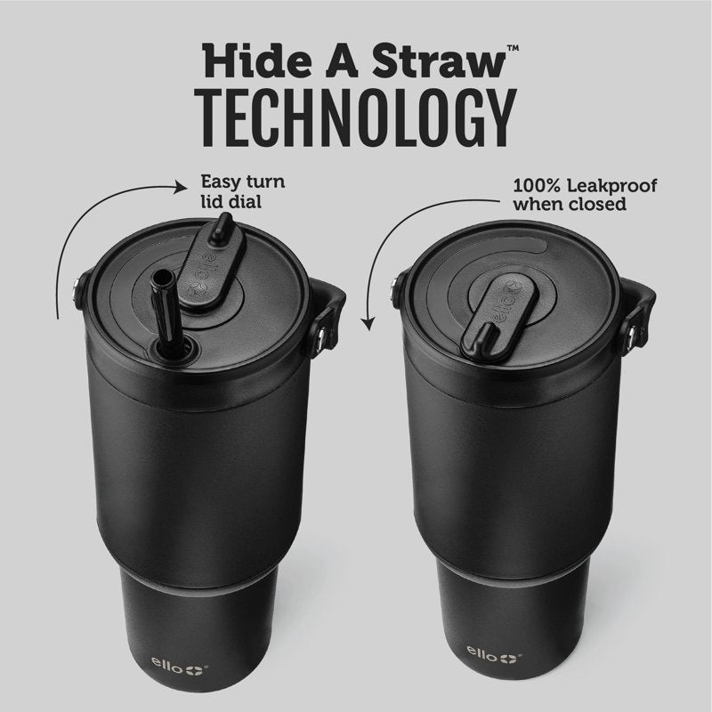 30oz Stainless Steel Insulated Tumbler with Straw - Black