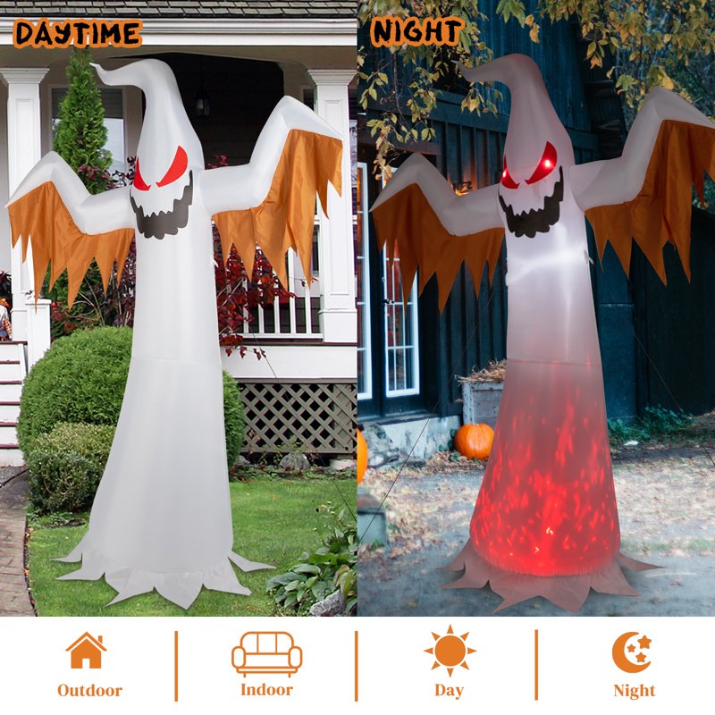 12 FT Inflatable Ghost Halloween Yard Decoration with Lights & Stakes
