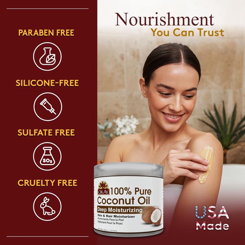 Pure Coconut Oil with Vitamin E - Natural Skin Moisturizer & Hair Conditioner