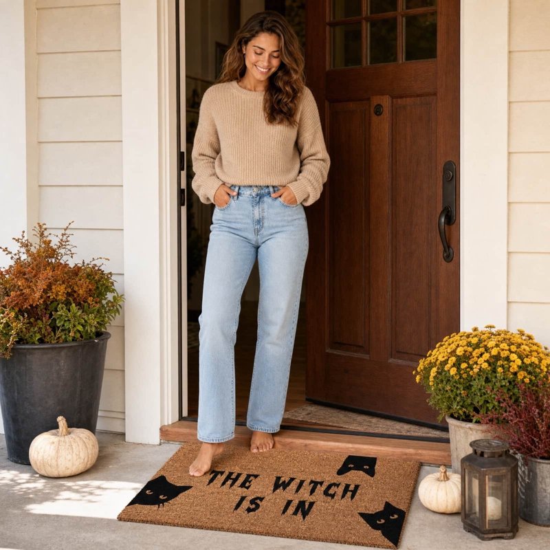 Halloween Witch Quote Doormat 23.6x15.7in Entryway Rug - Spooky & Playful Design - Variation of THIS listing