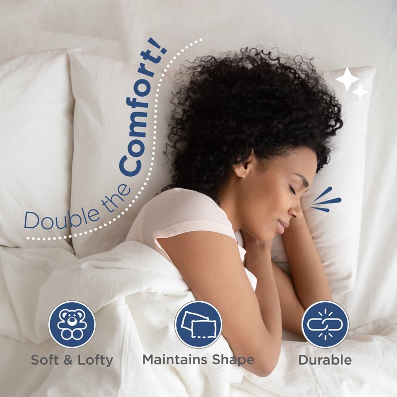 King Down Alternative Bed Pillows - 2 Pack, Supportive & Soft, White