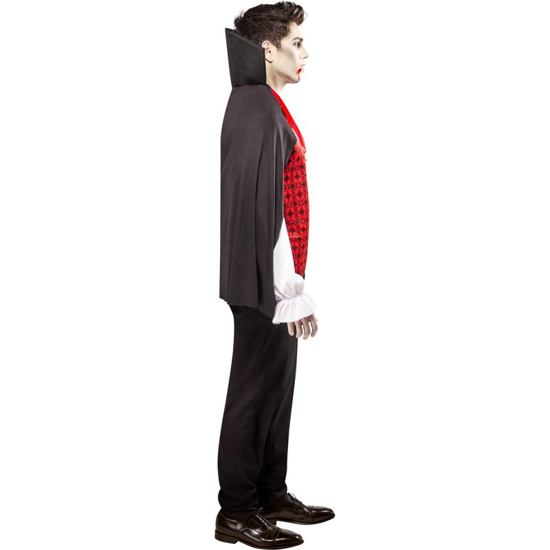 Adult Vampire Costume L - Men's Halloween Costume with Cape & Medallion