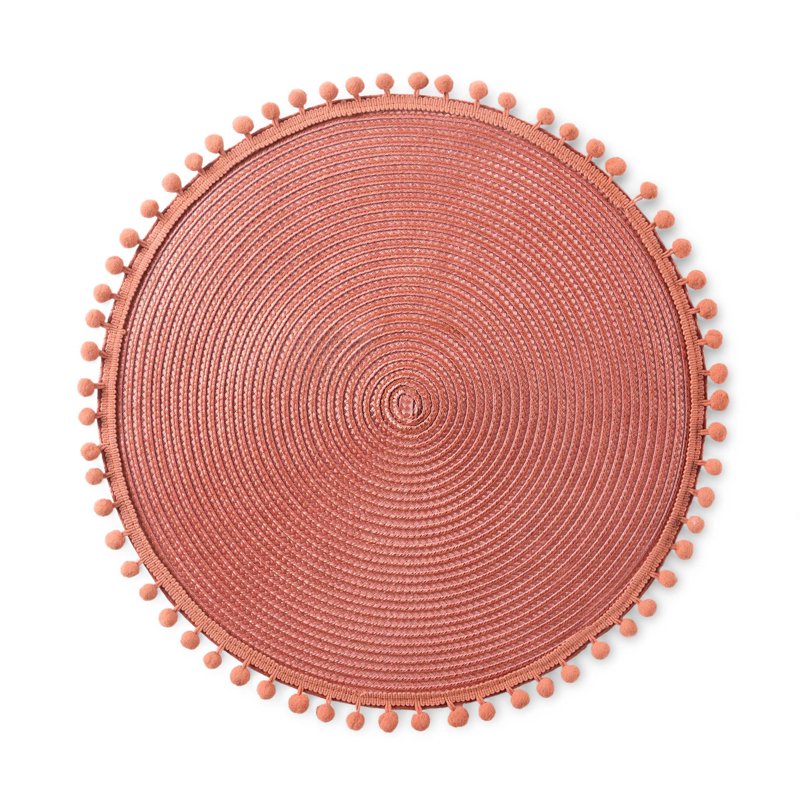 15" Canyon Red Pom Pom Place Mats - 2 Pack
