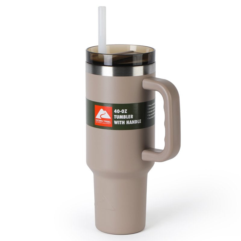 40 oz Stainless Steel Insulated Tumbler with Handle - Tan