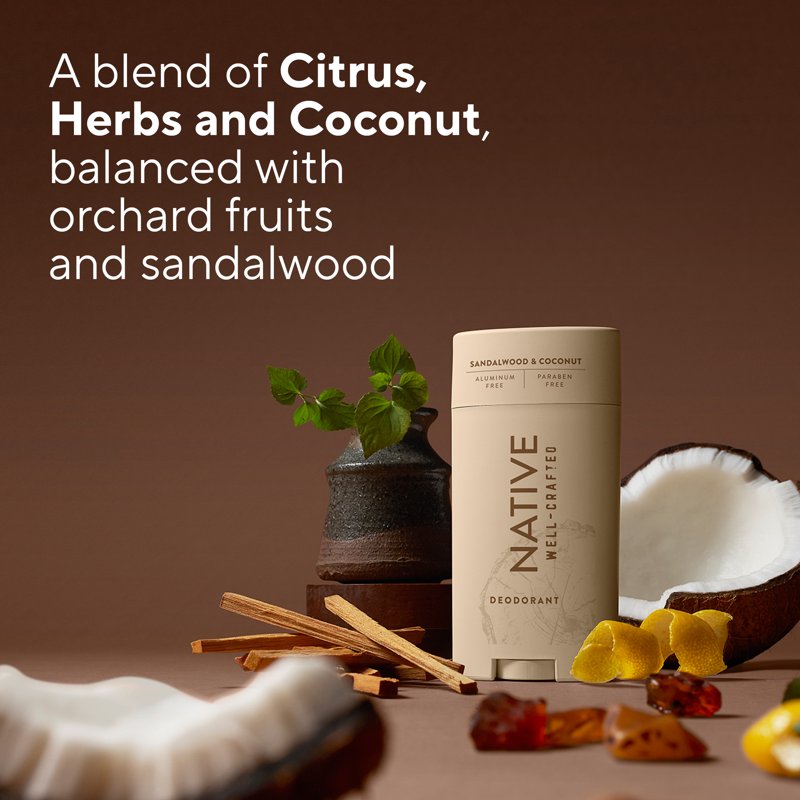 Aluminum-Free Deodorant for Men, Sandalwood and Coconut Scent, 3.1 oz