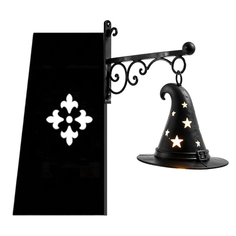 Halloween Bookshelf Lamp - Vintage Library Lantern with Hanging Witch Hat AA5