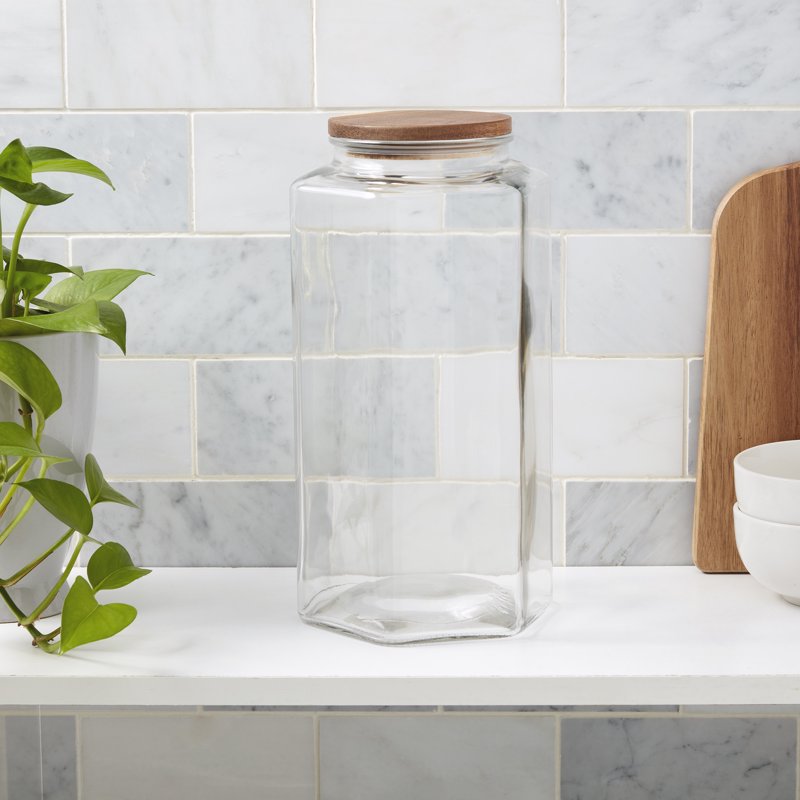 Glass Food Storage Canister with Acacia Wood Lid - 3.7 L