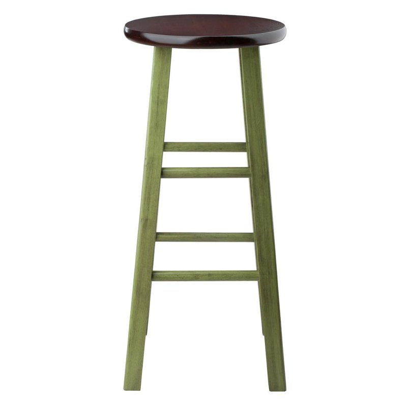Rustic Green Bar Stool - 29" Ivy Collection with Walnut Seat