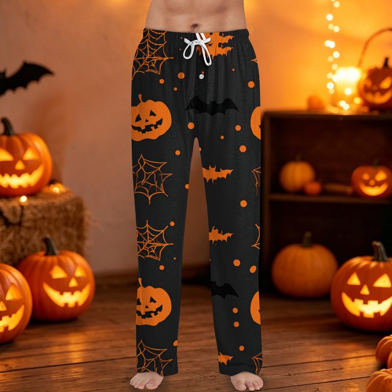 Men's Halloween Printed Pajama Pants - Saffron 2XL Lounge Sleepwear