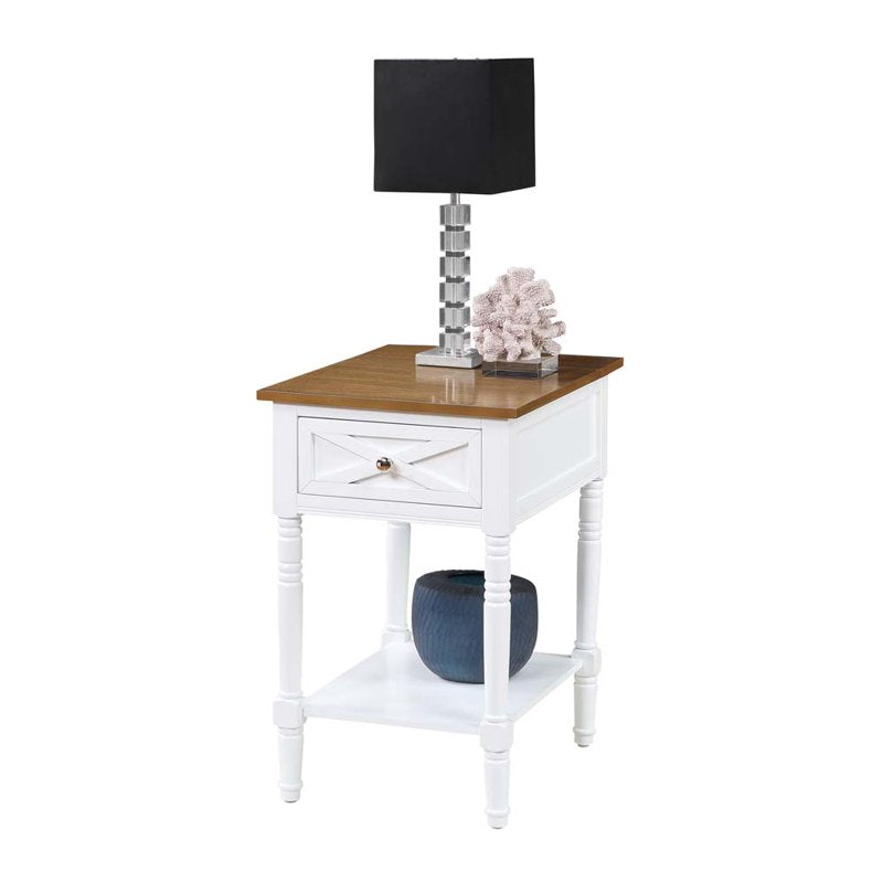 Country Oxford End Table with Charging Station - Multiple Colors