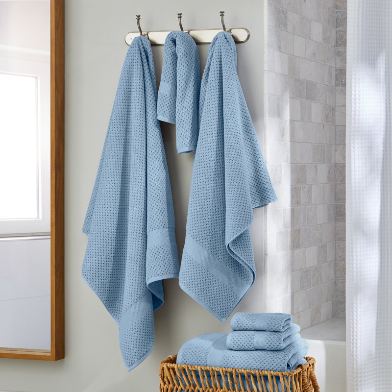 Better Homes & Gardens Blue Silver Soft Cotton Popcorn Textured Bath Towel