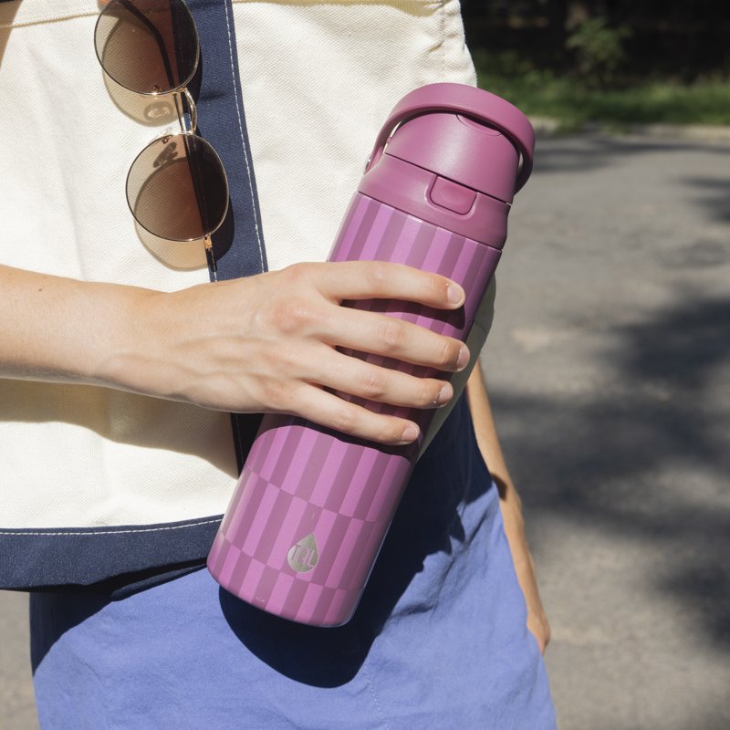 24oz Insulated Stainless Steel Water Bottle - Berry Print, 2-in-1 Lid