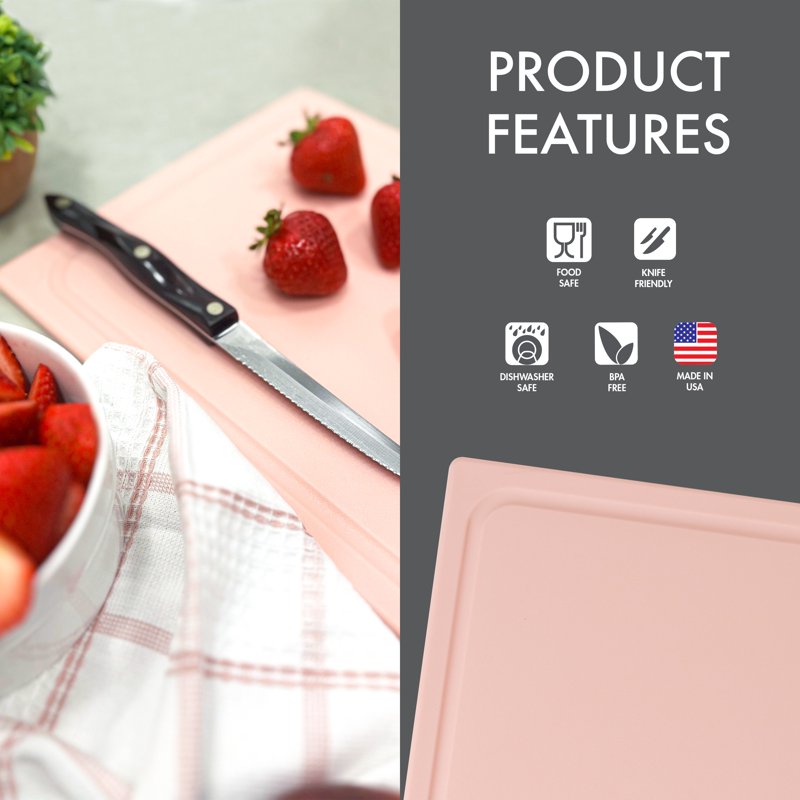 10 x 13 Poly Cutting Board with Juice Well - Blush