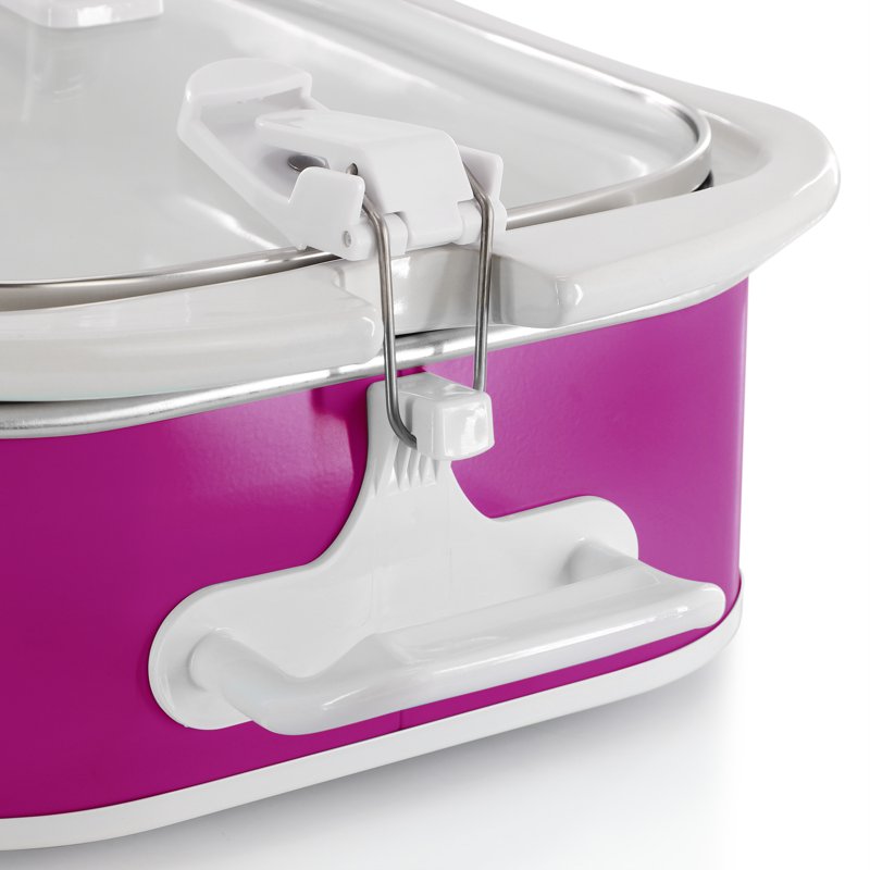 3.5 Quart Casserole Slow Cooker with Locking Lid and 3 Heat Settings - Purple