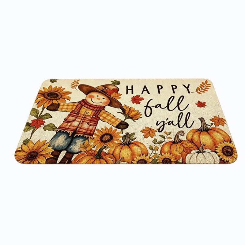 Thanksgiving Harvest Doormat with Scarecrow - Fall Front Door Decor - 15.8 x 23.6 Inch (Z)