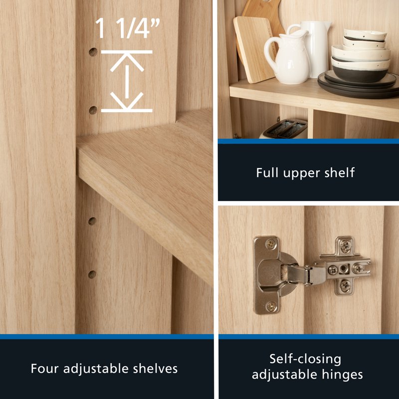 2-Door Pantry Cabinet with Adjustable Shelves - Spring Pine Finish