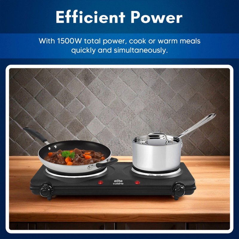 Double Electric Hot Plate with Cast-Iron Burners - Portable Cooking Stove
