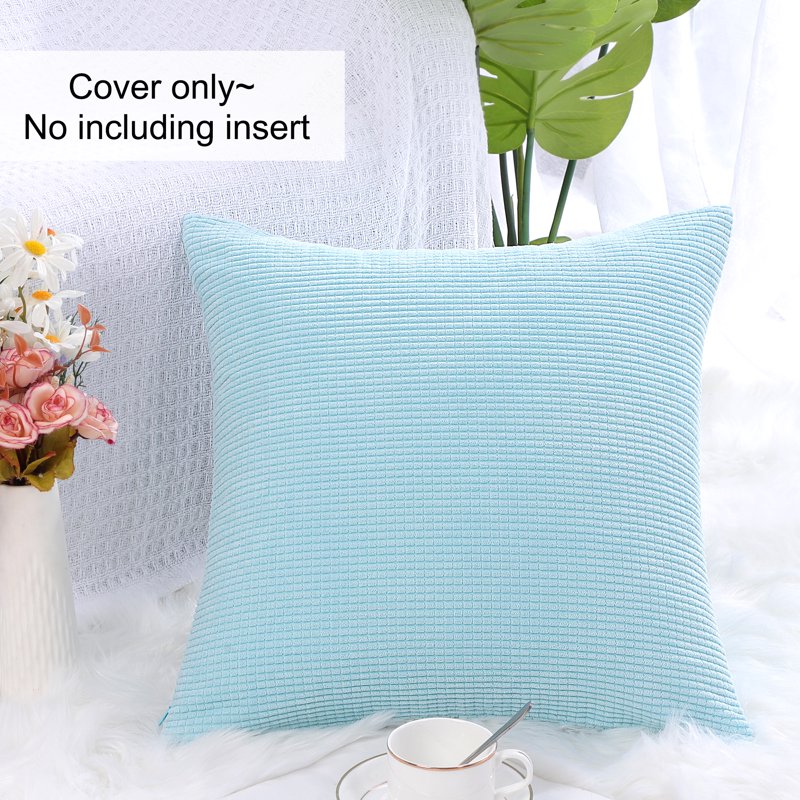 Sky Blue Corduroy Decorative Throw Pillow Cover 20x20 - Unique Bargains