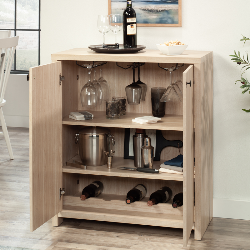 Westley Bar Cabinet - Spring Pine Finish with Wine Storage