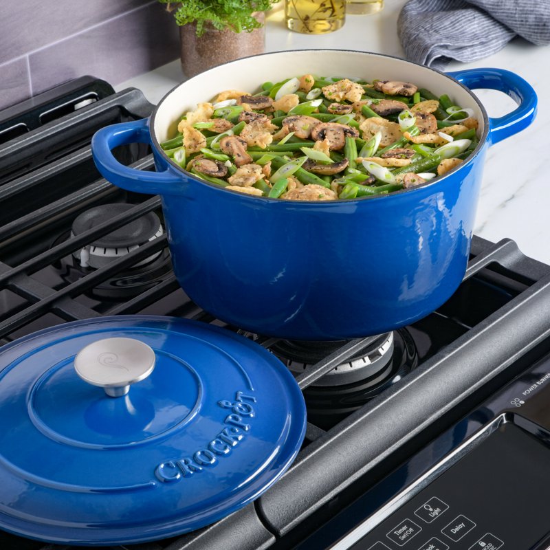 5-Quart Dutch Oven - Sapphire Blue Enamel Cast Iron Cooker