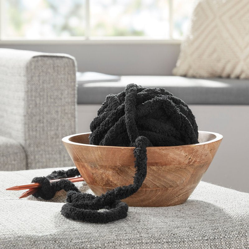 Black Chunky Chenille Yarn - 31.7 Yards, Super Bulky, 100% Polyester