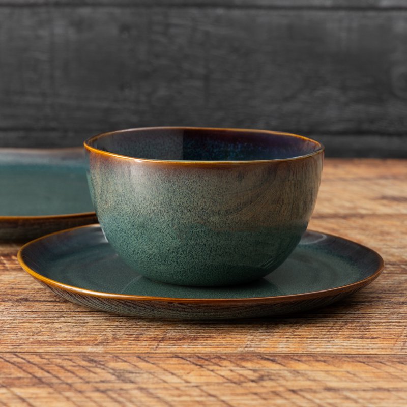 Reactive Ceramic Cereal Bowl - 2 Pack with Rustic Design