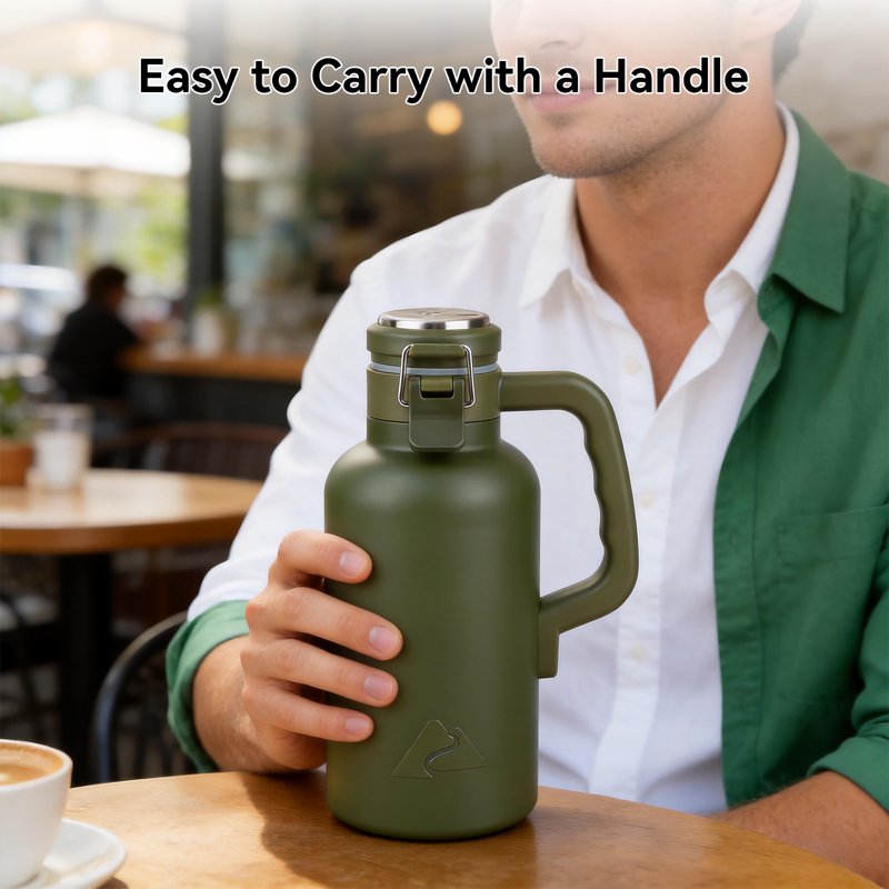 48oz Insulated Stainless Steel Growler - Forest Green Travel Bottle
