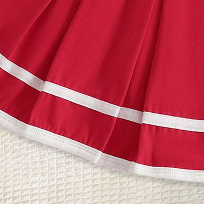 Toddler Girls Cheerleader Outfit Set - Shirt & Skirt for 3-4 Years - Red
