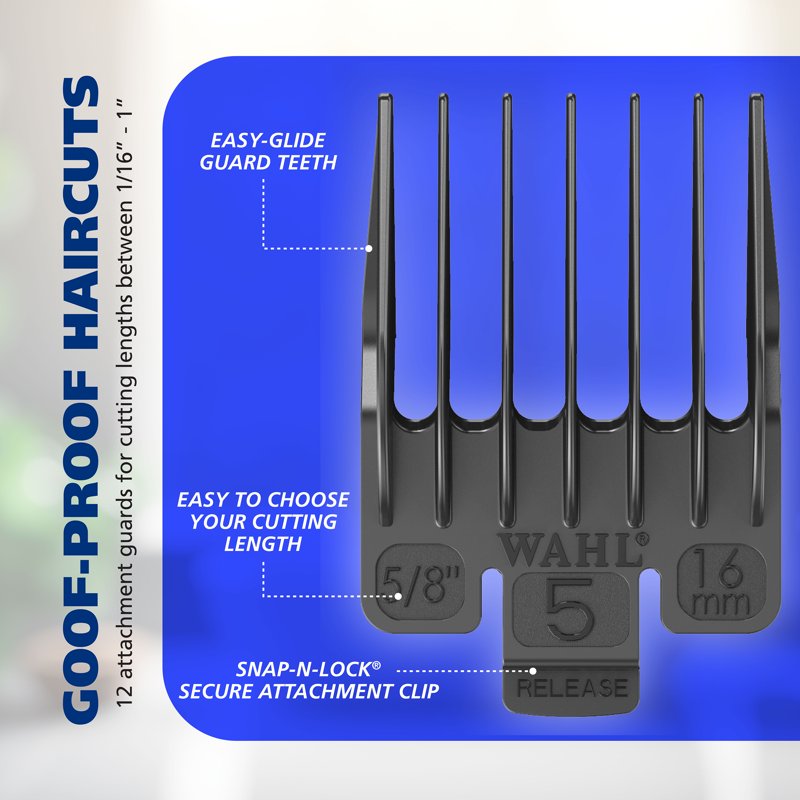 Cordless Hair Clipper and Trimmer Kit with 12 Guards - Black