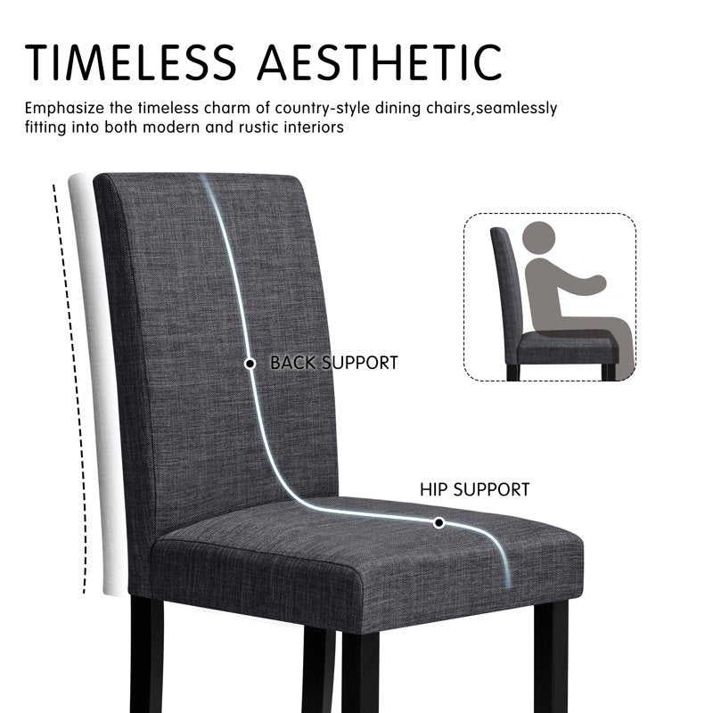 Linen Upholstered Dining Chairs Set of 2 - Dark Gray