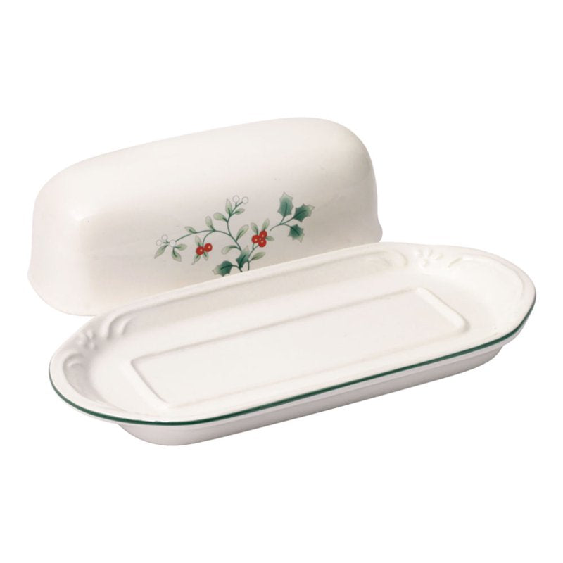 Winterberry Covered Butter Dish - Holiday Stoneware