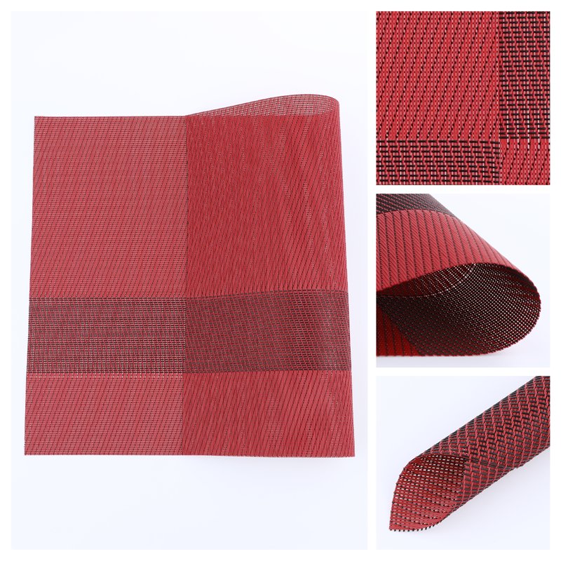 Set of 8 Red Placemats for Kitchen Table Decor - Non-Slip