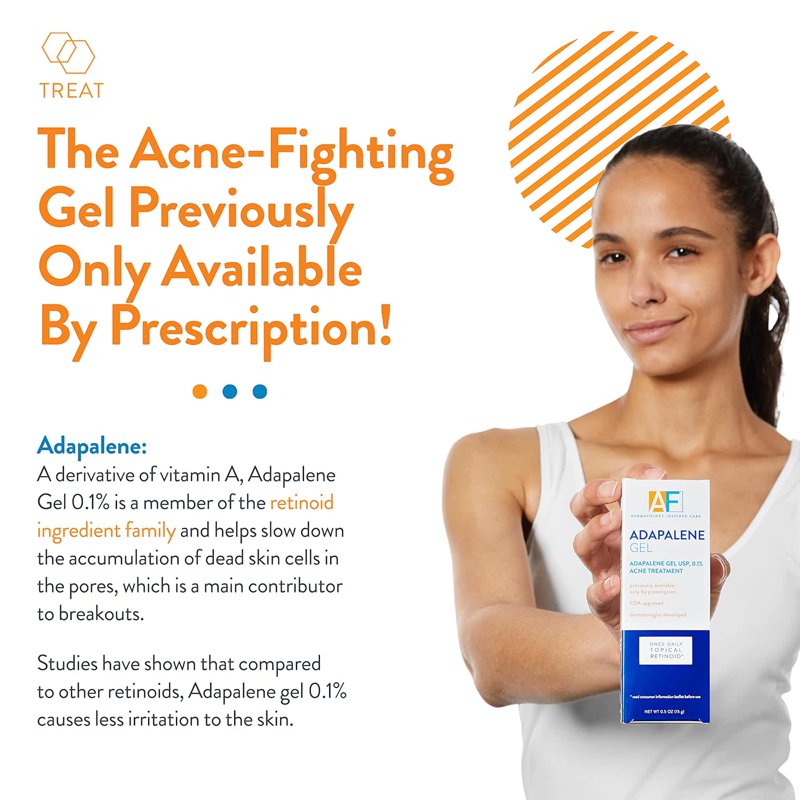 Adapalene Gel 0.1% Acne Spot Treatment, Once-Daily Retinoid, 0.5 oz