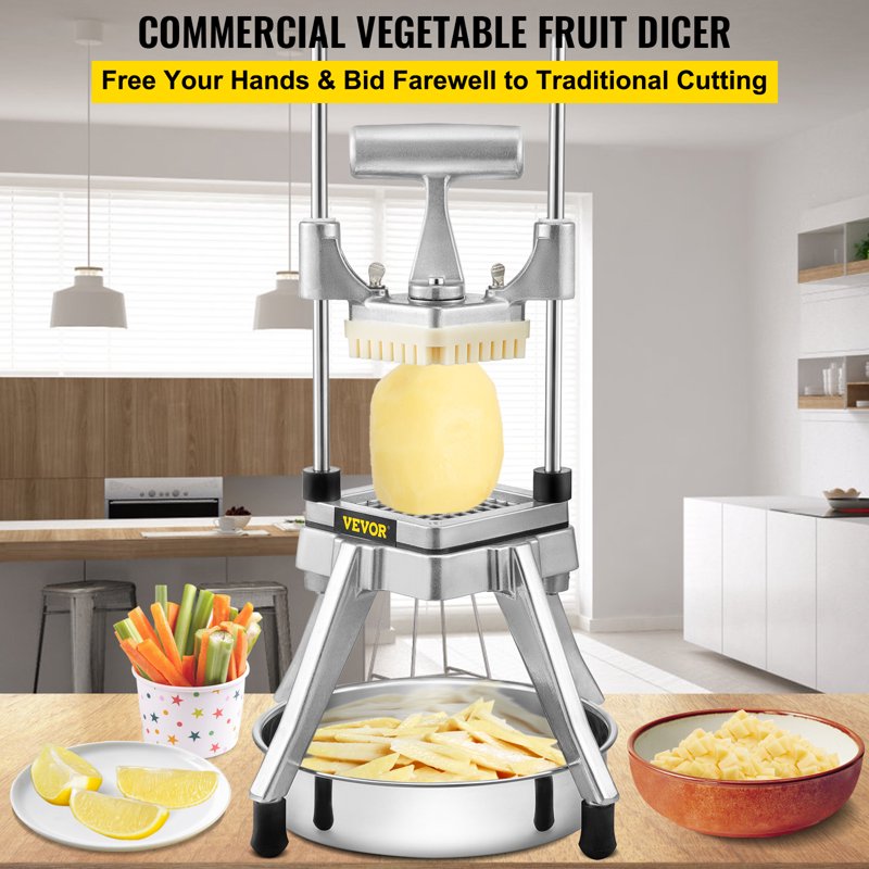 Commercial Vegetable Fruit Chopper with 4 Blades and Bowl