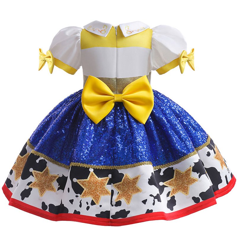 Toddler Girls Western Cowgirl Costume Dress with Headband 1-7T Halloween Party Dress Up