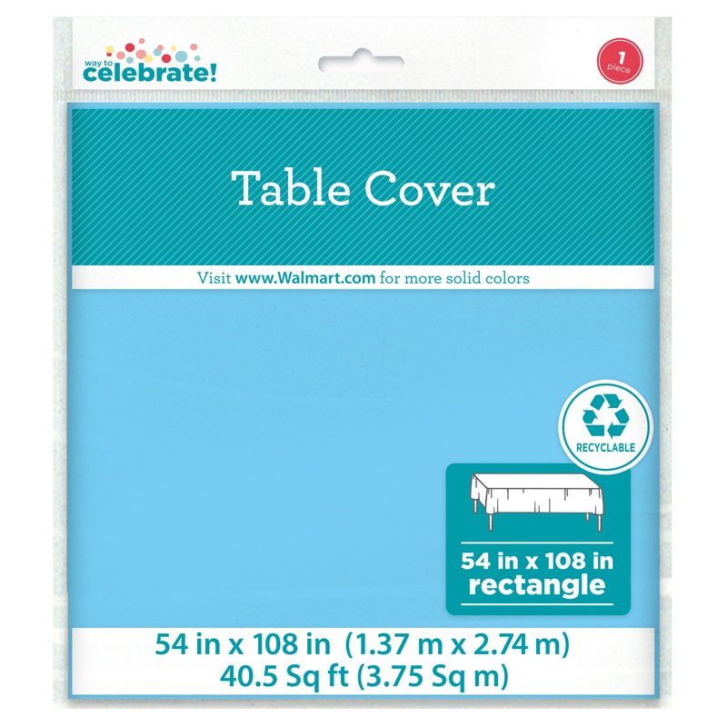 Light Blue Rectangular Plastic Table Covers - 6 Pack, 54" x 108"